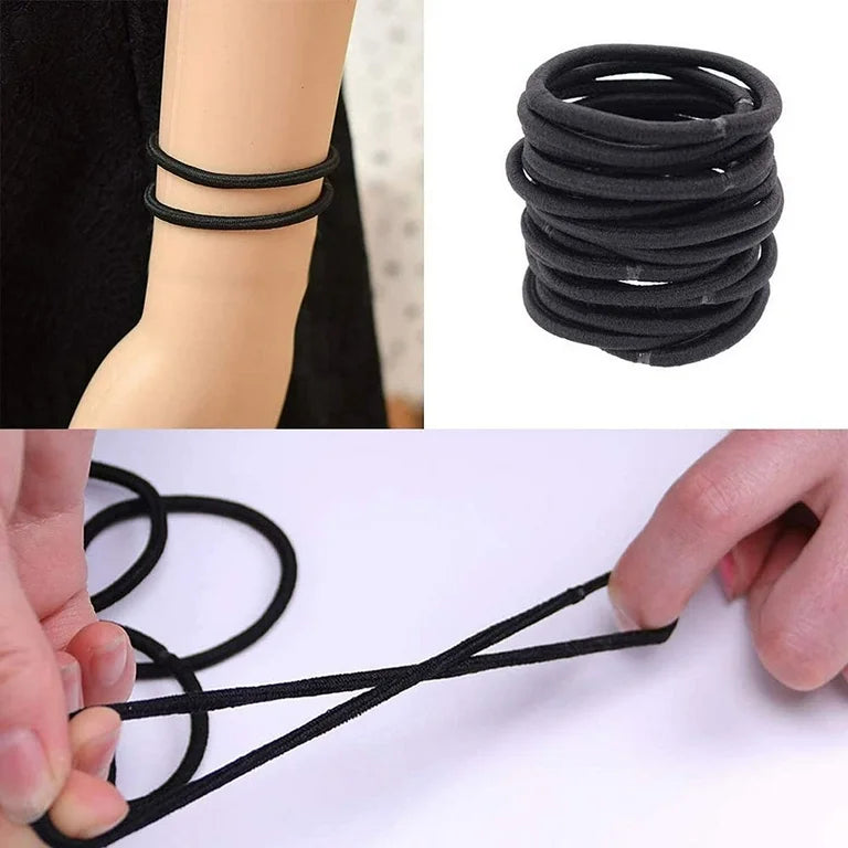 50PCS Black Hair Ties