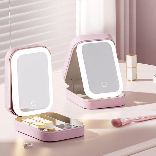 Integrated Makeup Storage Box With Light-Filling Mirror